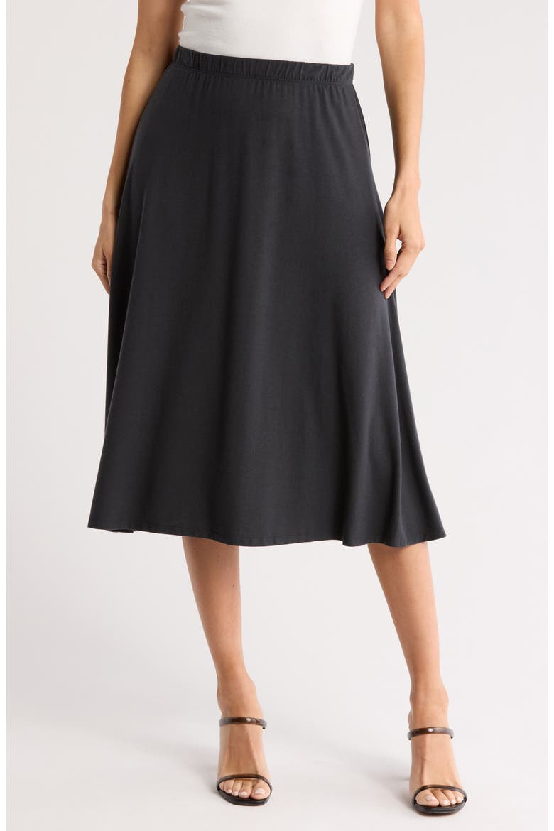 Flared Midi Skirt, Main, color, BLACK