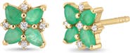 Bony Levy El Mar Emerald & Diamond Flower Stud Earrings