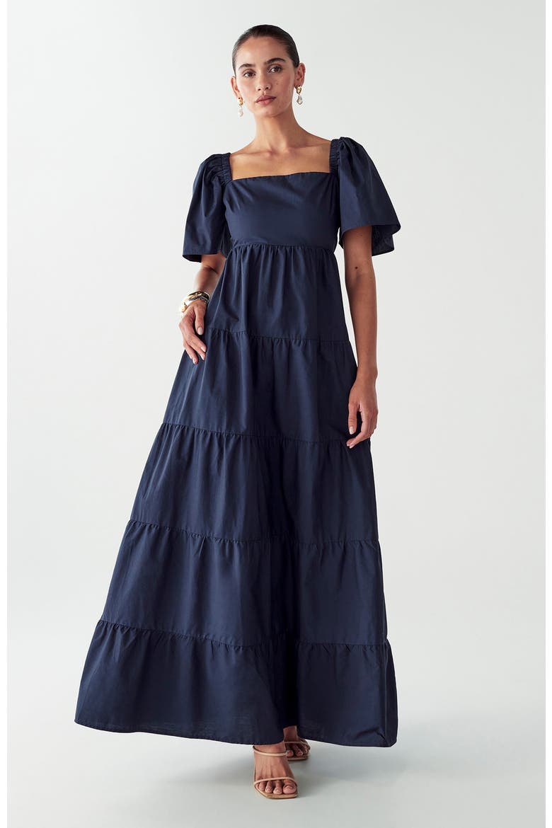 Zelda Tiered Dress, Alternate, color, Navy Blue