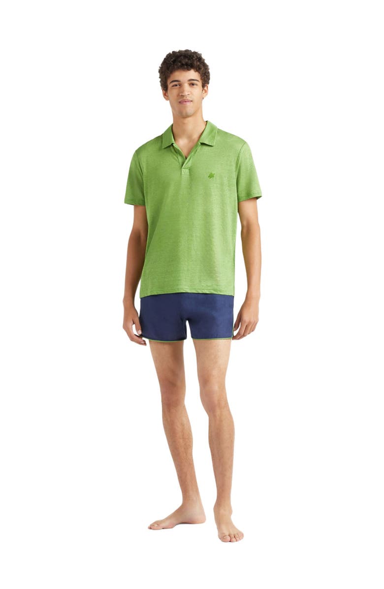 Vilebrequin Men's Solid Linen Jersey Polo Shirt, Alternate, color, Camouflage