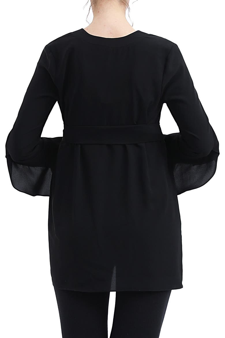 Kay Long Sleeve Belted Maternity Blouse, Alternate, color, BLACK
