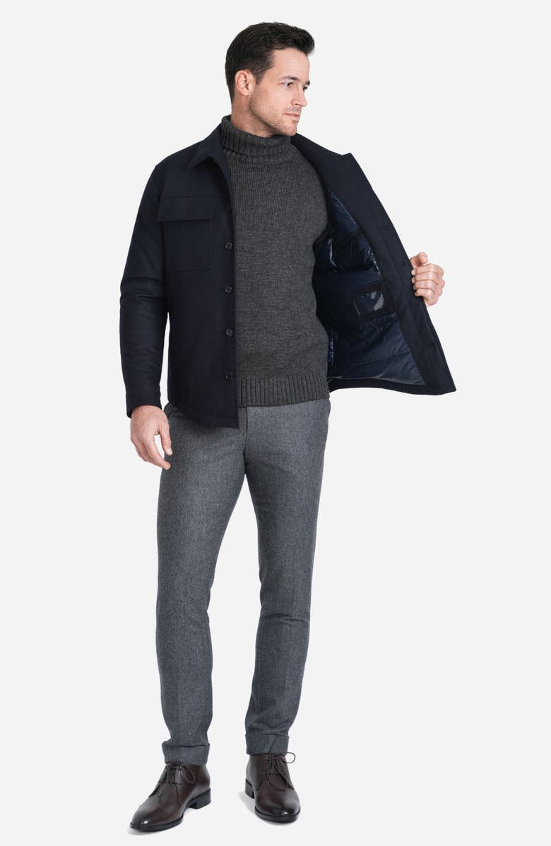 Norwegian Wool Waterproof Down Field Jacket, Alternate, color, Navy