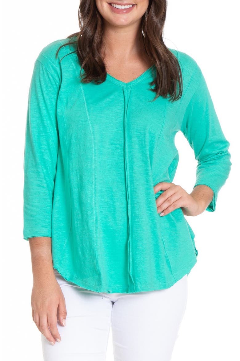 Slub Cotton V-Neck T-Shirt, Main, color, GARDEN GREEN