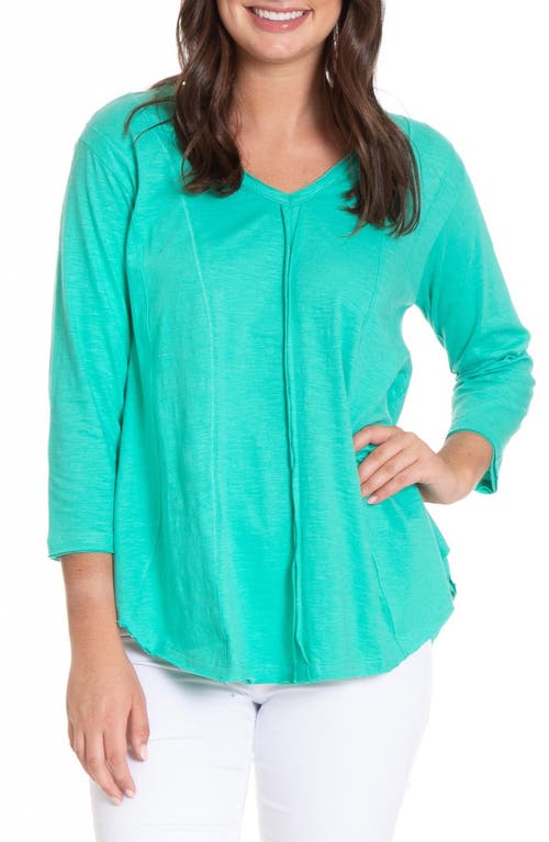 Apny Slub Cotton V-neck T-shirt In Garden Green