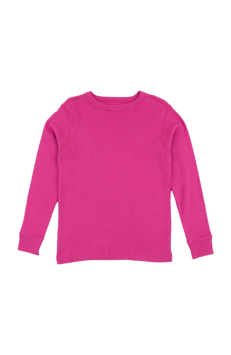 Leveret Kids Long Sleeve T-Shirt, 100% Cotton, Solid Colors, Main, color, Hot Pink