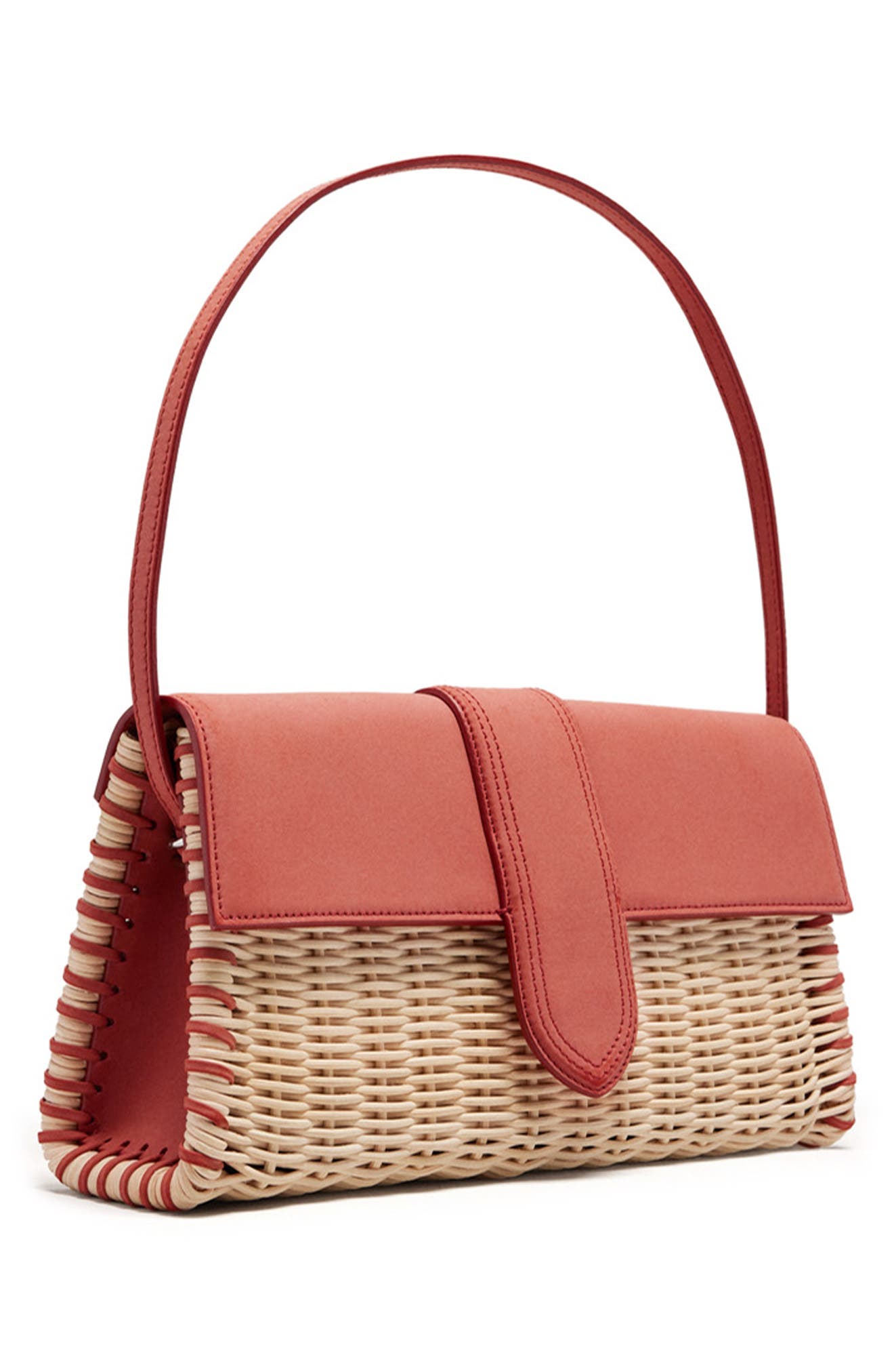 Jacquemus Long Le Bambino Woven Wicker Shoulder Bag, Alternate, color, 