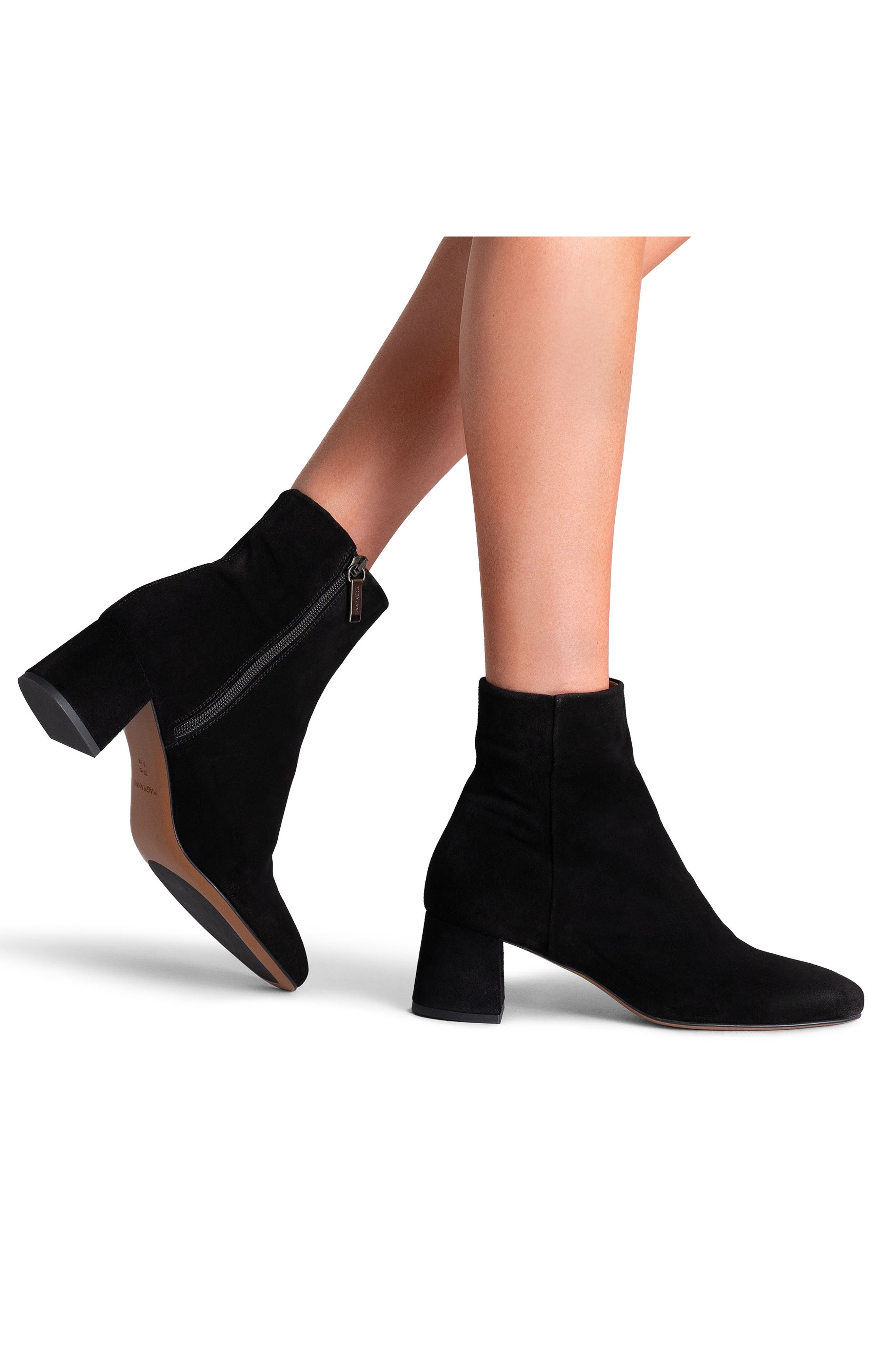 Magnanni Arlyne Block Heel Bootie, Alternate, color, Black Suede