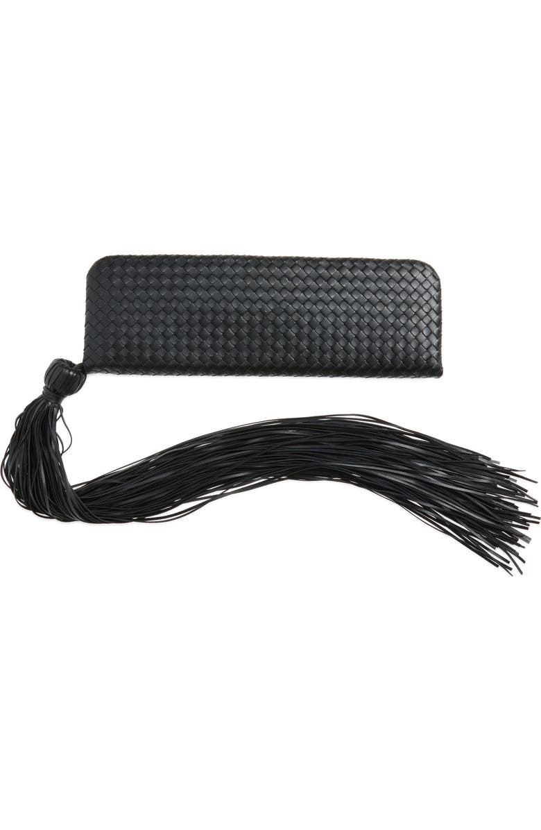 Bottega Veneta Intrecciato Plume Leather Clutch, Main, color, 1007 Black-Brass Vibrato