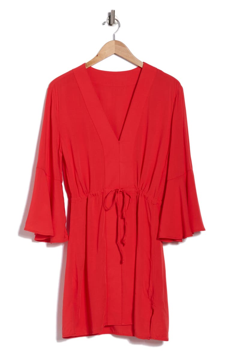 Joy Cover-Up Caftan Minidress, Alternate, color, RED