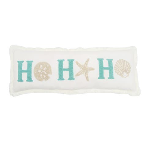Ho Ho Ho Tufted and Beaded Coastal Lumbar Throw Pillow 20" x 10"