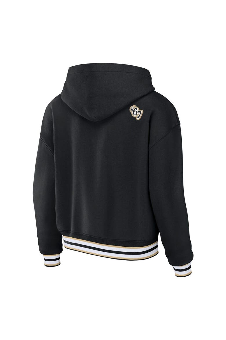 Women's WEAR by Erin Andrews Black New Orleans Saints Lace-Up Pullover Hoodie, Alternate, color, Black