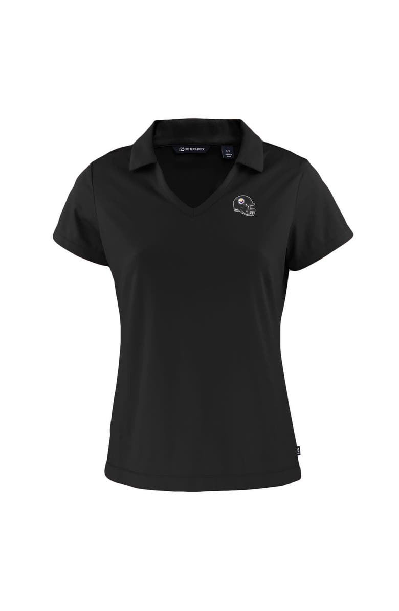 Cutter & Buck Women's Cutter & Buck  Black Pittsburgh Steelers Helmet Daybreak Eco Recycled V-Neck Polo, Alternate, color, 