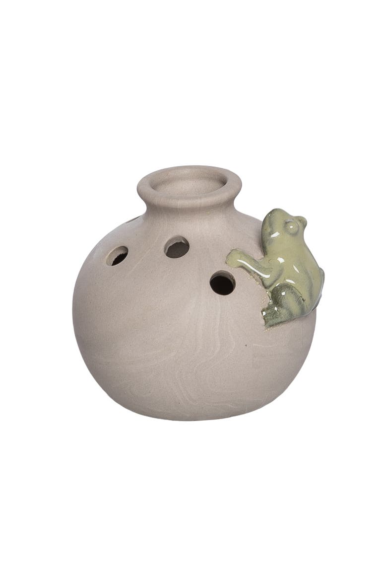 Ceramic Vase with Frog Small Multicolored for Floral Display and Home Decor, Main, color, Multicolored