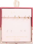 Leith Set of 5 Cubic Zirconia Stud & Huggie Hoop Earrings