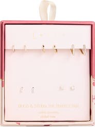 Leith Set of 5 Cubic Zirconia Stud & Huggie Hoop Earrings