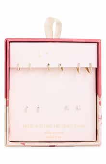 Leith Set of 5 Cubic Zirconia Stud & Huggie Hoop Earrings