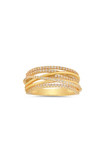 Queen Jewels Crossover Cubic Zirconia Ring In Gold