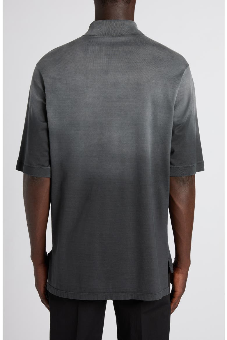 Embroidered Skull Ombré Oversize Cotton Polo, Alternate, color, BLACK