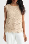 KASPER Extended Shoulder Crochet Top