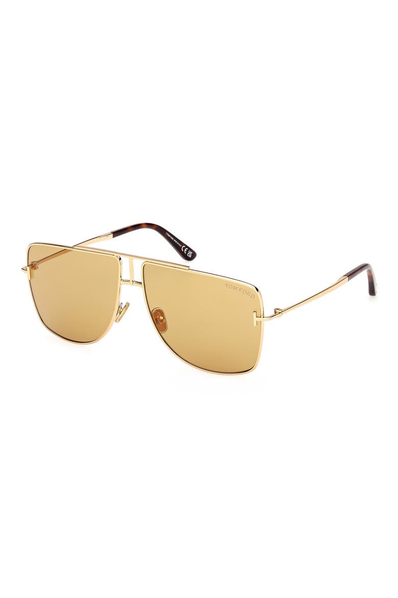 Eliott 59mm Navigator Sunglasses, Main, color, YELLOW GOLD / VICUNA LENS