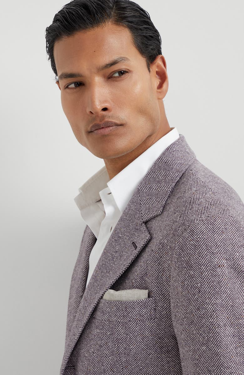 Brunello Cucinelli Chevron deconstructed blazer, Alternate, color, Burgundy