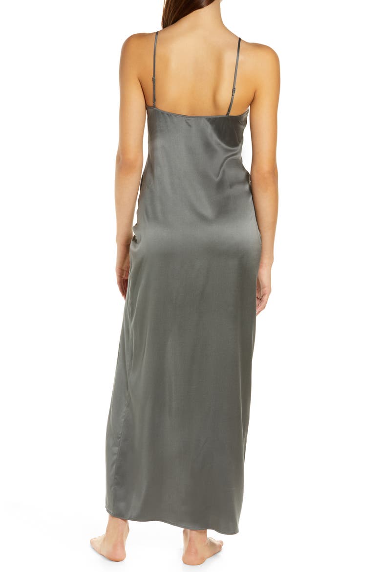Sandwashed Stretch Silk Sleep Slip, Alternate, color, GUNMETAL