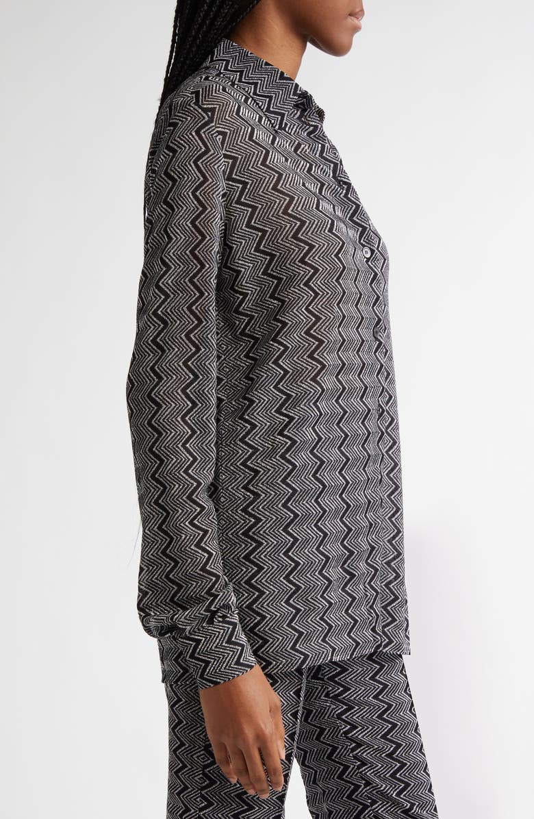 Missoni Metallic Zigzag Button-Up Shirt, Alternate, color, 