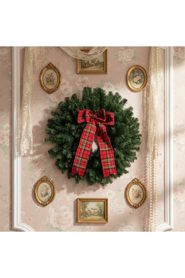 Seraphina Holiday Wreath, Alternate, color, Green