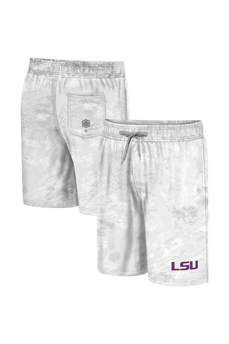 Men's Colosseum White LSU Tigers Realtree Aspect Ohana Swim Shorts, Alternate, color, White