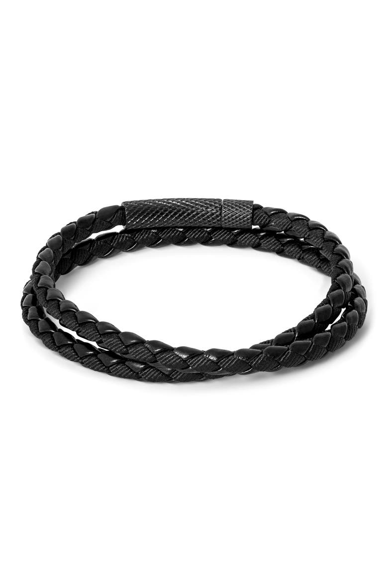 Chelsea Leather Double Wrap Bracelet, Alternate, color, BLACK