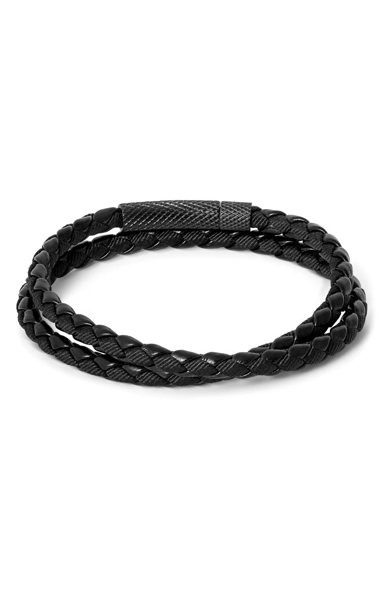 Thompson of London Chelsea Leather Double Wrap Bracelet, Alternate, color, Black