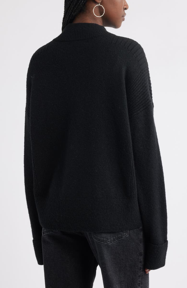 Treasure & Bond Rib Detail Mock Neck Sweater, Alternate, color, Black