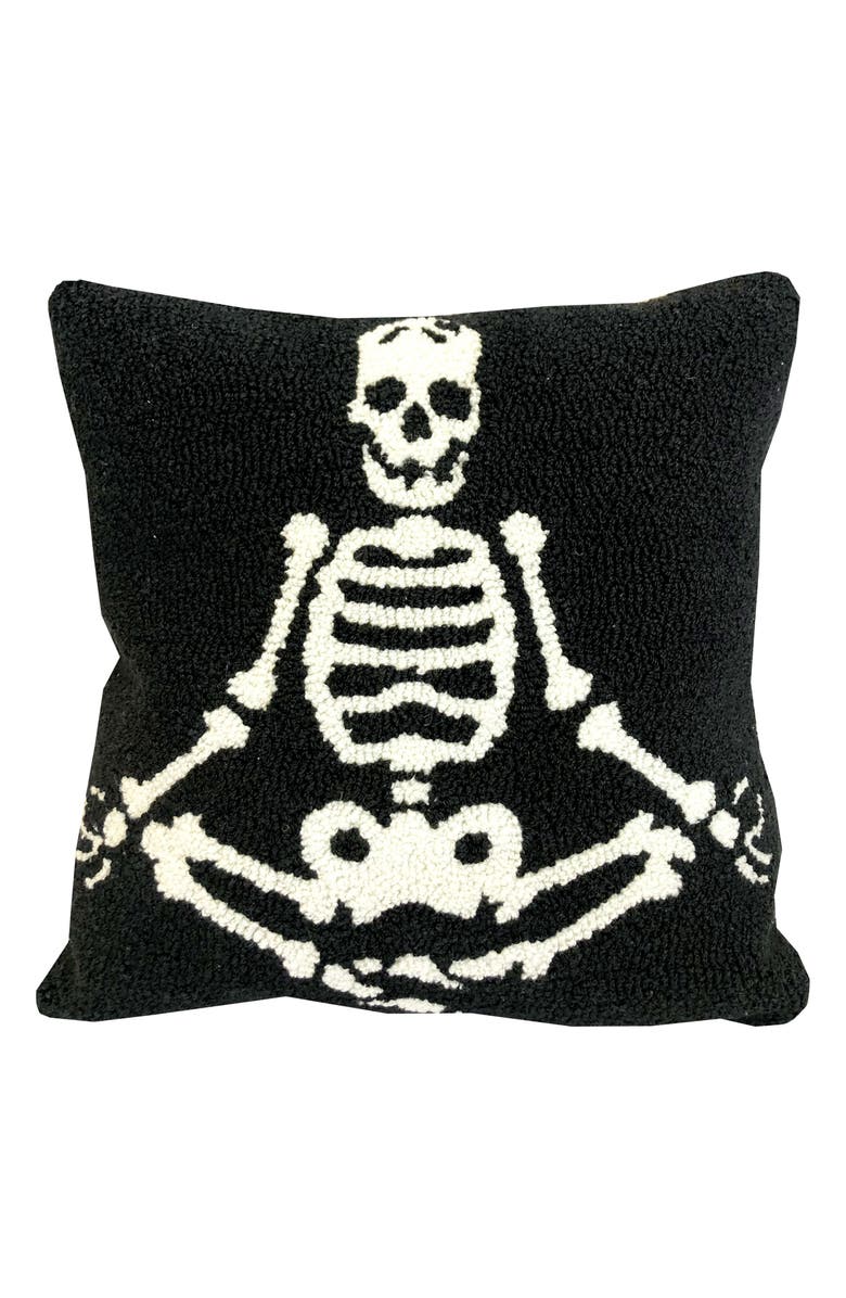 R16 HOME Embroidered Skeleton Yoga Throw Pillow, Main, color,