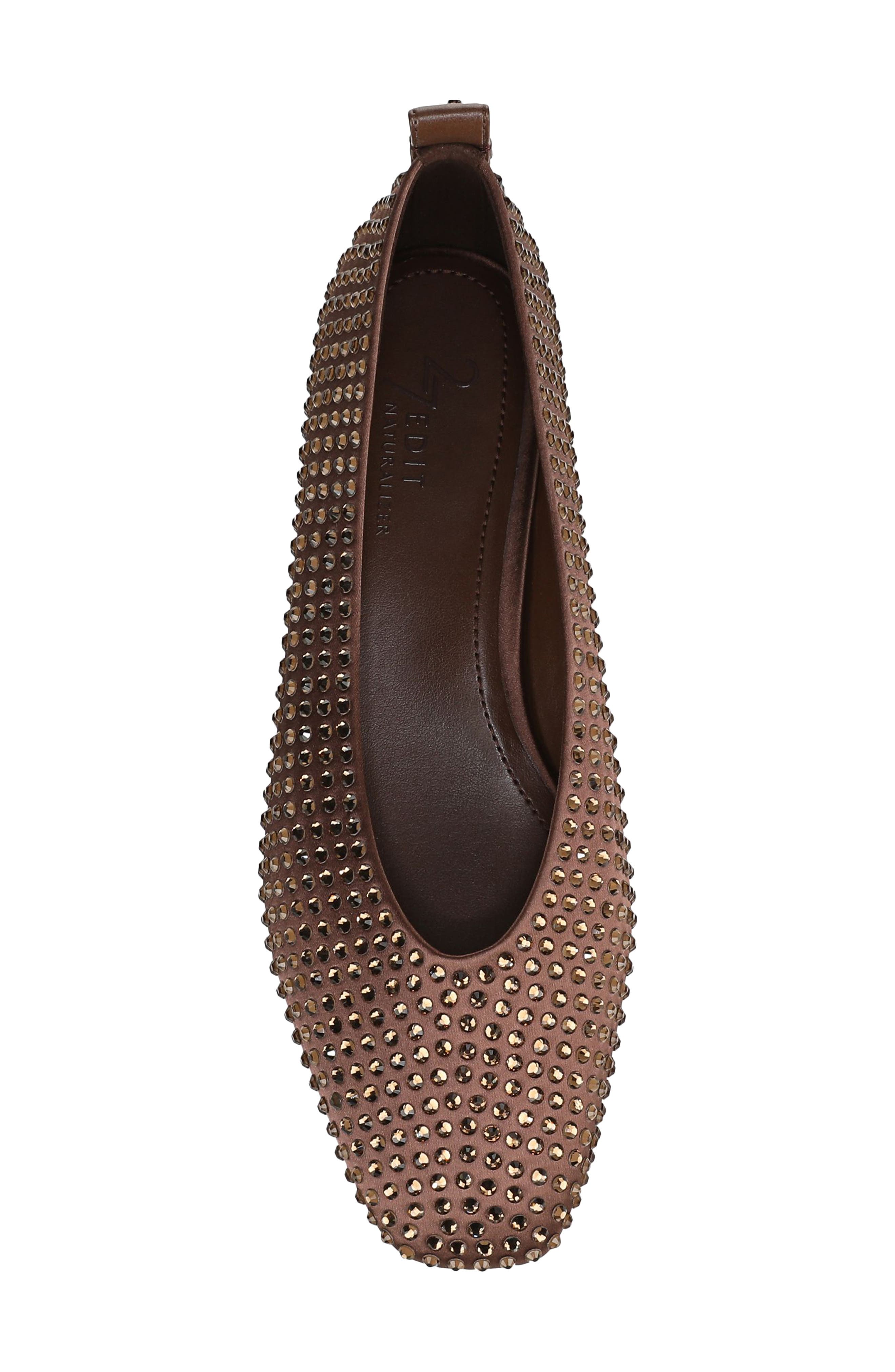Carla Sparkle Embellished Flat, Alternate, color, COCOA
