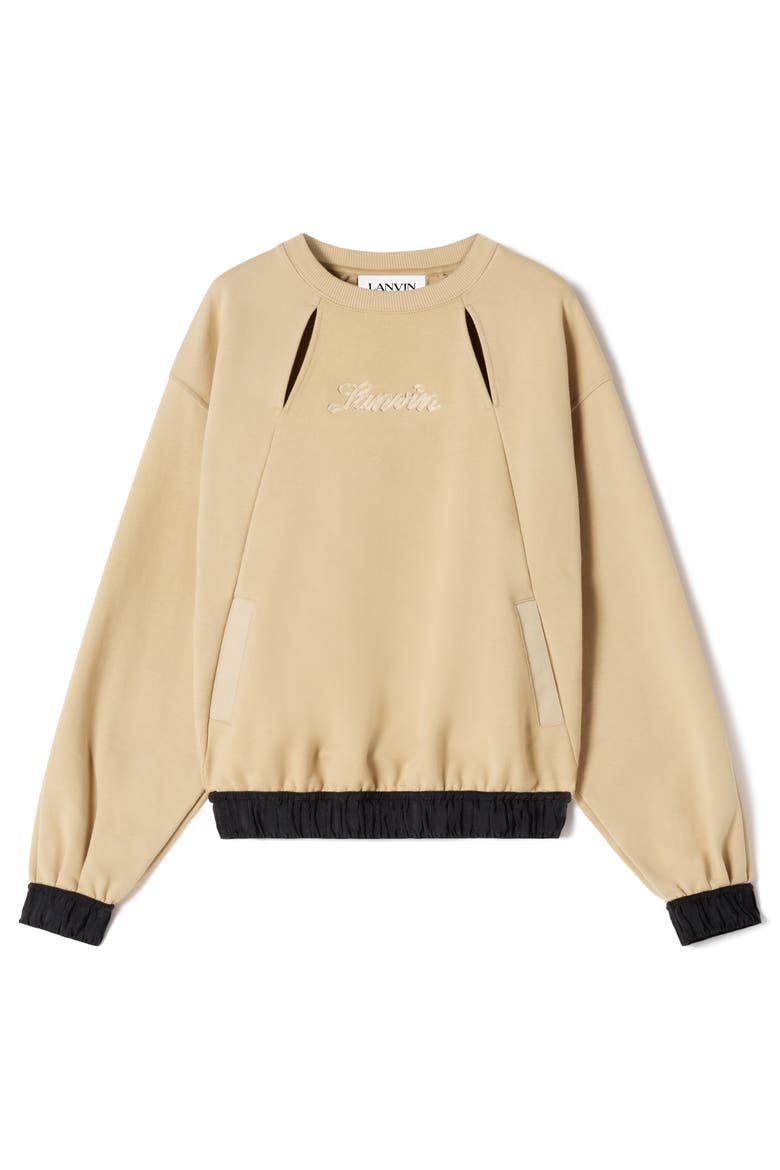 White Lanvin Ribbon Sweatshirt, Alternate, color, Sand