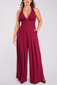 Shapellx Plunge Shaping Wide Leg Jumpsuit