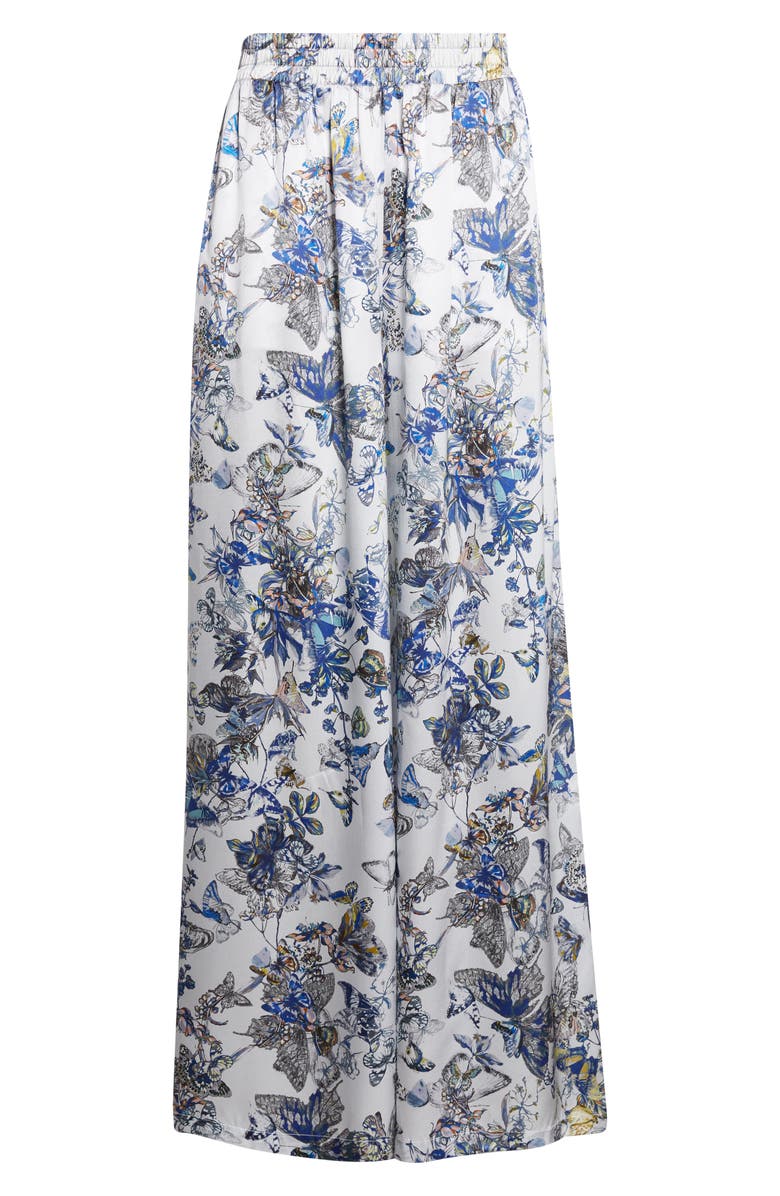 L'AGENCE Lillian Butterfly Print Wide Leg Silk Pants, Alternate, color, Grey Multi Watercolr Butterfly