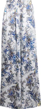 L'AGENCE Lillian Butterfly Print Wide Leg Silk Pants