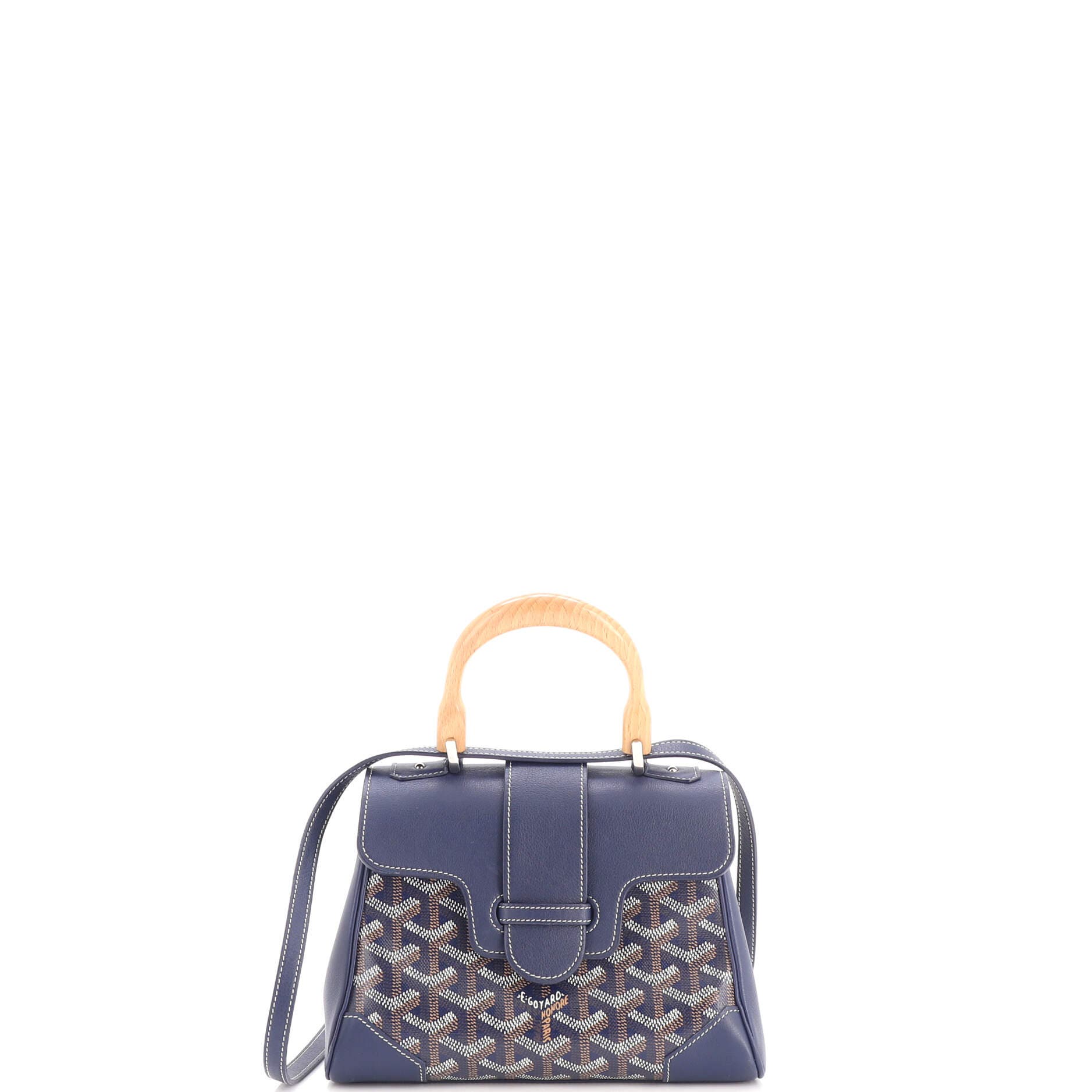 Saigon Top Handle Bag Coated Canvas with Leather Mini, Main, color, Blue