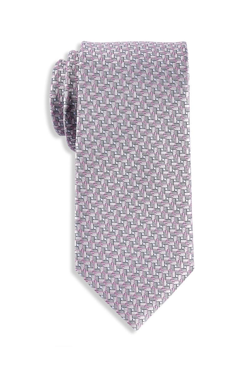 Oak Hill by DXL Big 
Tall Geometric Link Patterned Tie, Main, color, Pink
