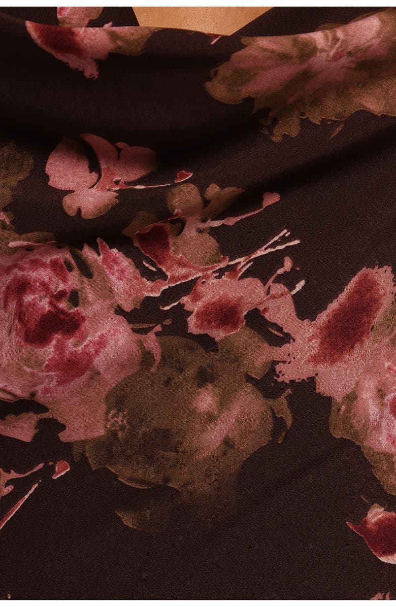 Petal & Pup Enya Floral Print Chiffon Maxi Dress, Alternate, color, Chocolate Floral