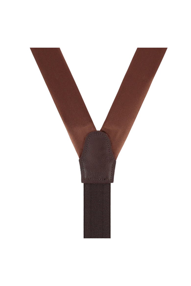 Sutton Solid Color Silk Formal Suspenders | Y-Back, Adjustable Braces, Alternate, color, Brown