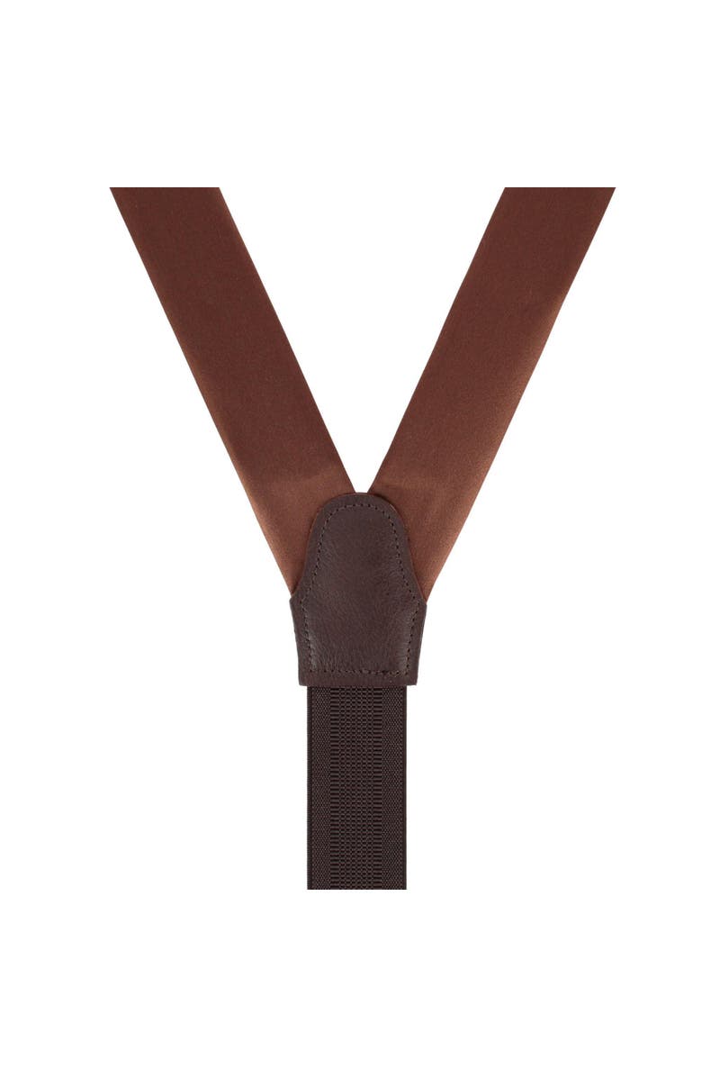 Trafalgar Sutton Solid Color Silk Formal Suspenders | Y-Back, Adjustable Braces, Alternate, color, Brown