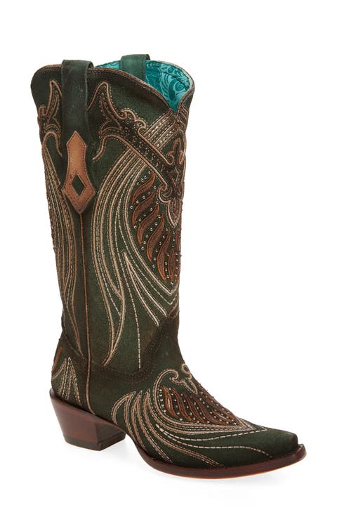 Embroidered Overlay Western Boot (Women)