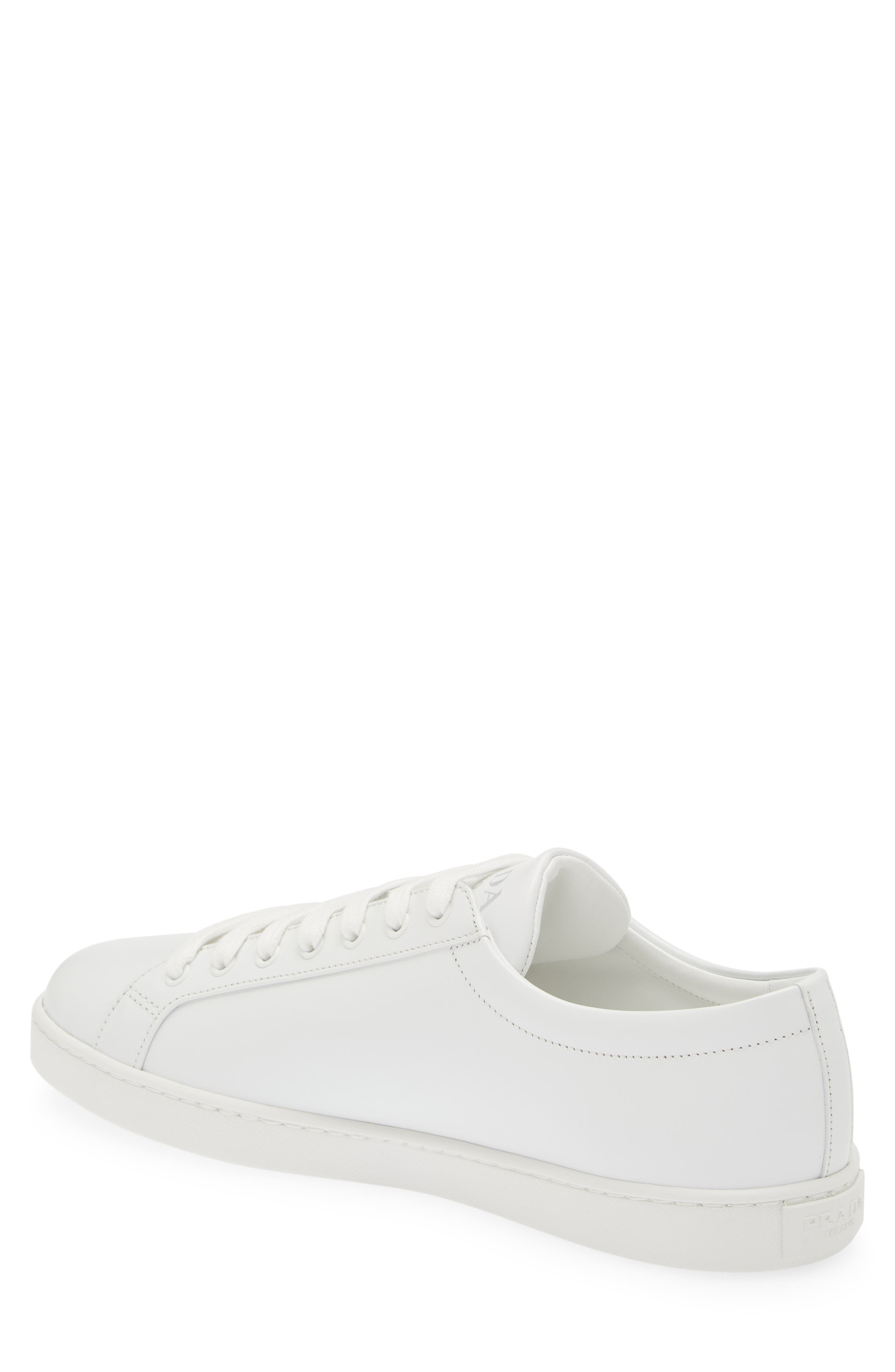 Lane Triangle Logo Low Top Leather Sneaker, Alternate, color, BIANCO
