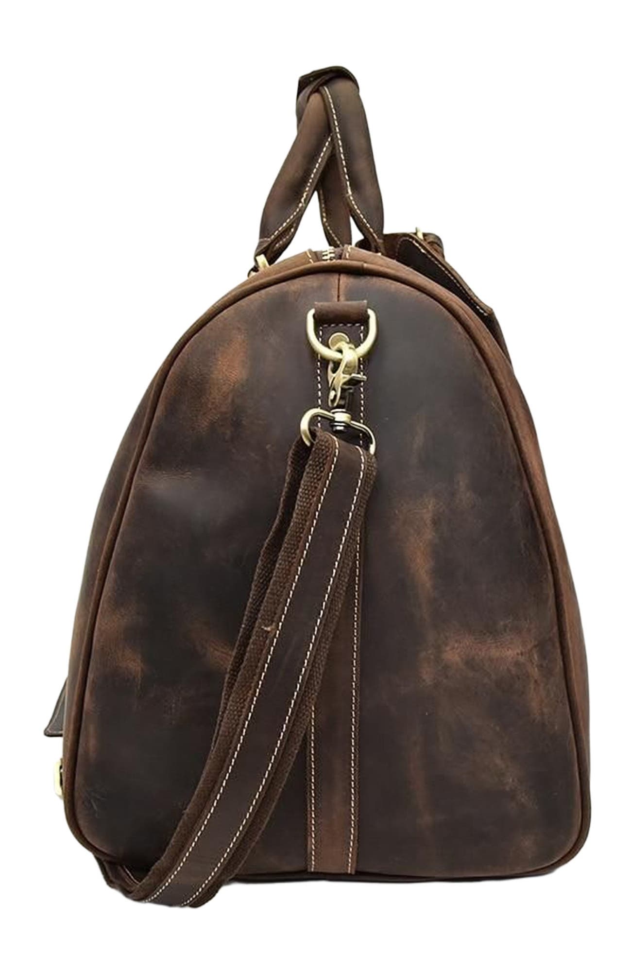 STEEL HORSE LEATHER The Bjarke Weekender | Handcrafted Leather Duffle Bag, Alternate, color, Brown