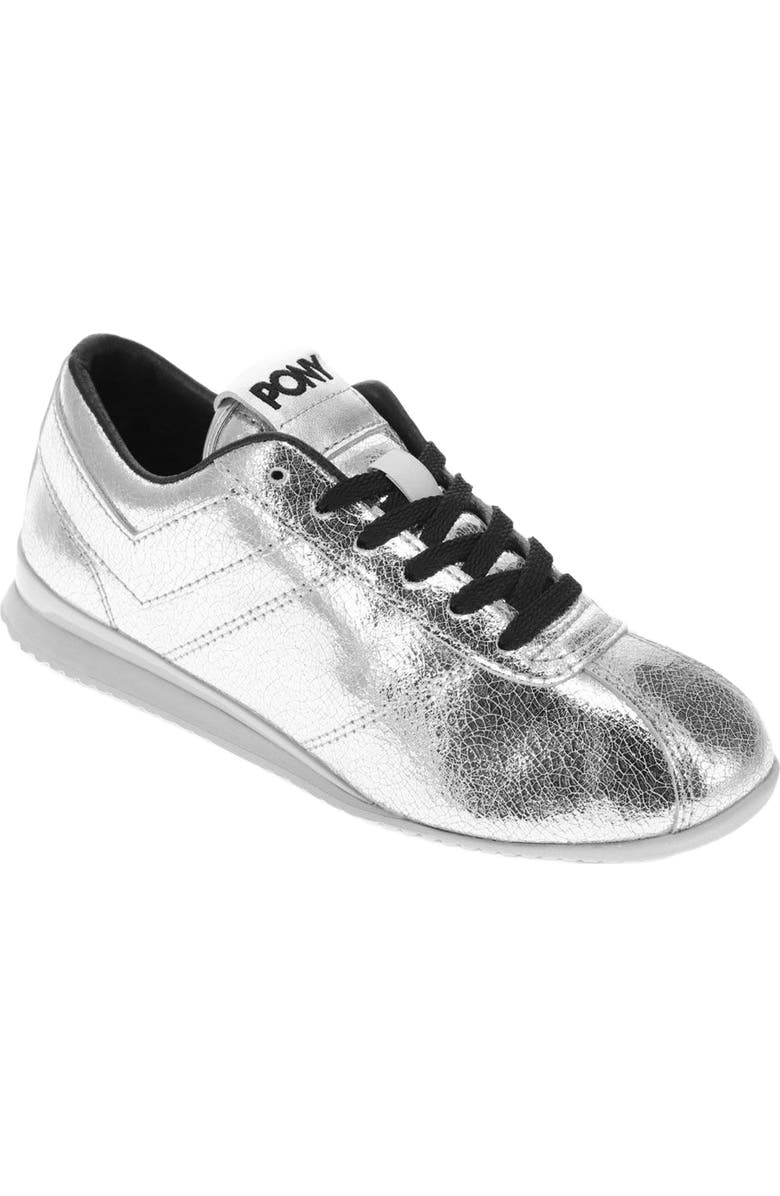 PONY KO-Low Vintage Metallic Sneakers, Main, color, Silver