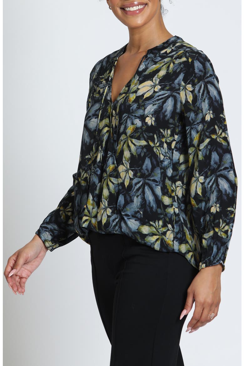 Print Crossover Top with Tassel Ties, Alternate, color, MIDNIGHT EUCALYPTUS MULTI