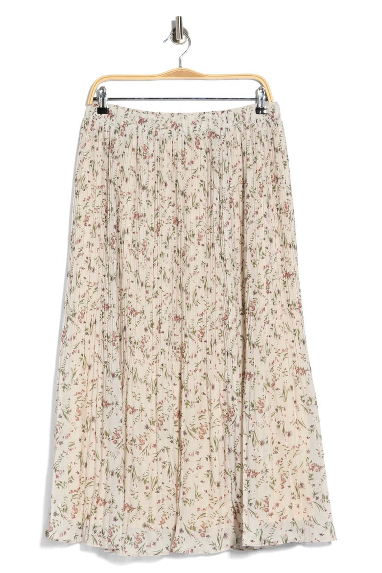 Ditsy Floral Pleated Skirt, Alternate, color, IVORY FLORAL