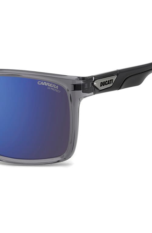 Carrera Eyewear X Ducati 57mm Rectangular Sunglasses In Grey/blue Sky Sp